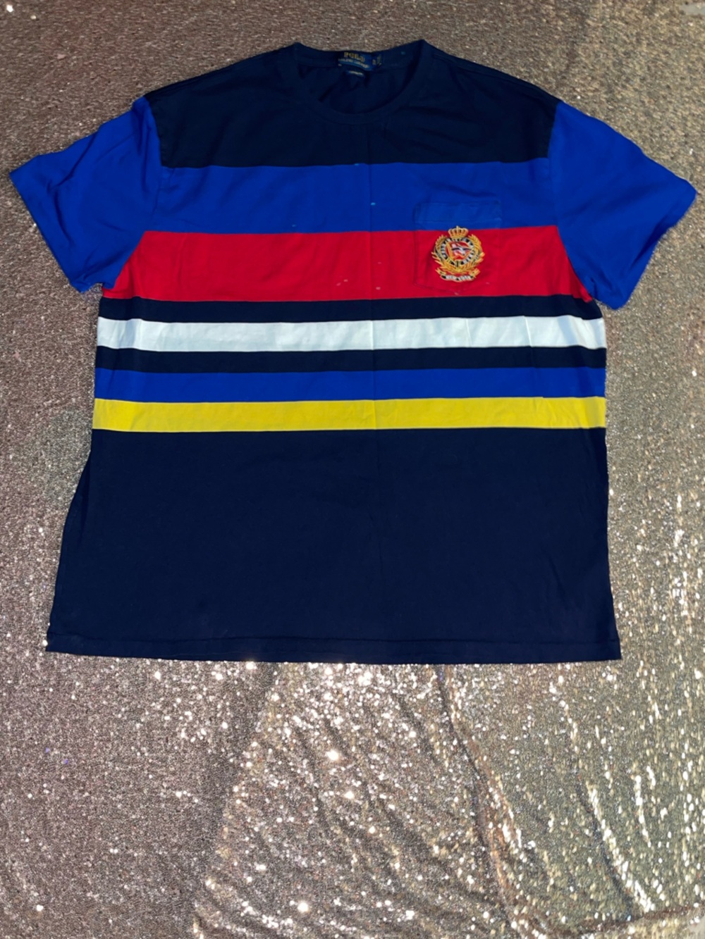 Polo by Ralph Lauren Navy, Red, Blue & Yellow Striped Short Sleeve Shirt